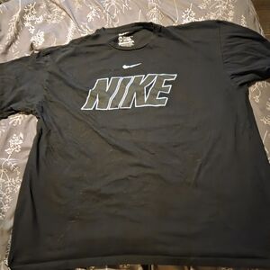 Nike Black Short-Sleeve Tee with White Outlined Logo